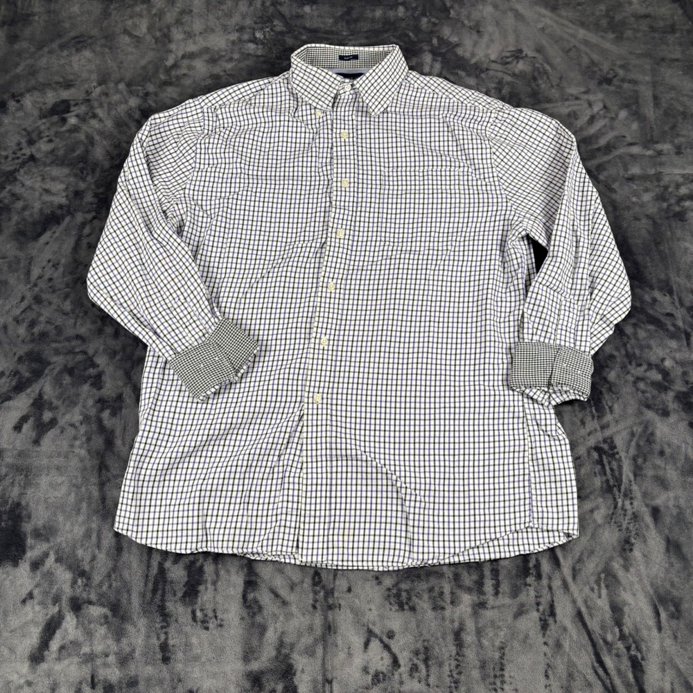 Tommy Hilfiger Button Down Shirt Mens 16.5 32/33 White Purple Slim Fit Check